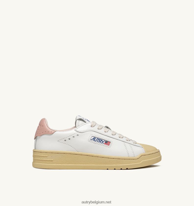 6ZFBPZ272 lage sneakers van bob lutz in wit en roze leer Autry vrouwen