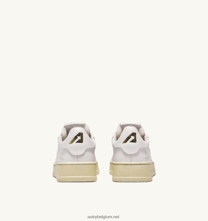 6ZFBPZ252 Dallas lage sneakers in leer en folieprint wit en platina Autry vrouwen