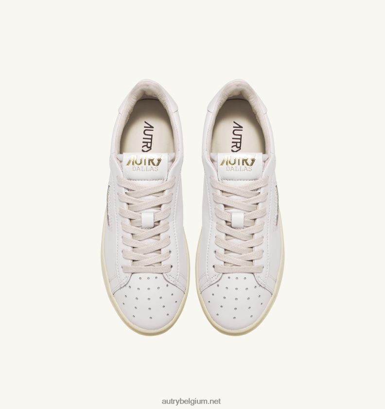 6ZFBPZ252 Dallas lage sneakers in leer en folieprint wit en platina Autry vrouwen