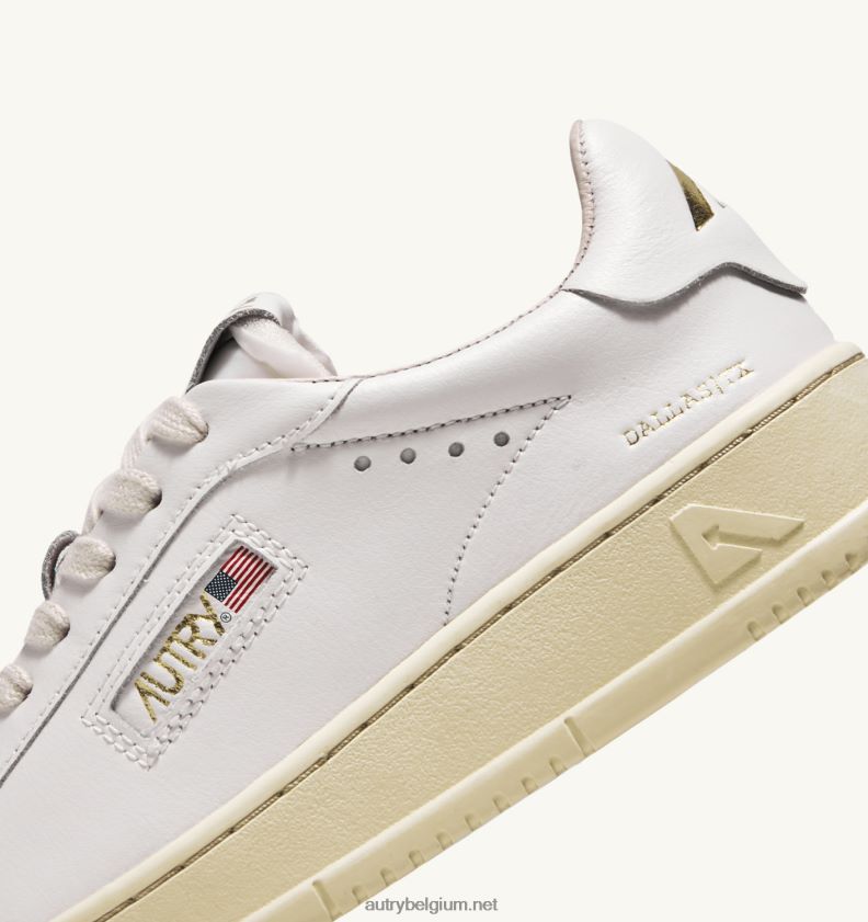6ZFBPZ252 Dallas lage sneakers in leer en folieprint wit en platina Autry vrouwen