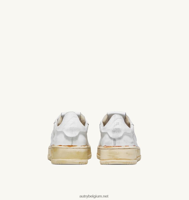 6ZFBPZ261 Dallas lage vintage sneakers met lijmafwerking in leer wit Autry vrouwen