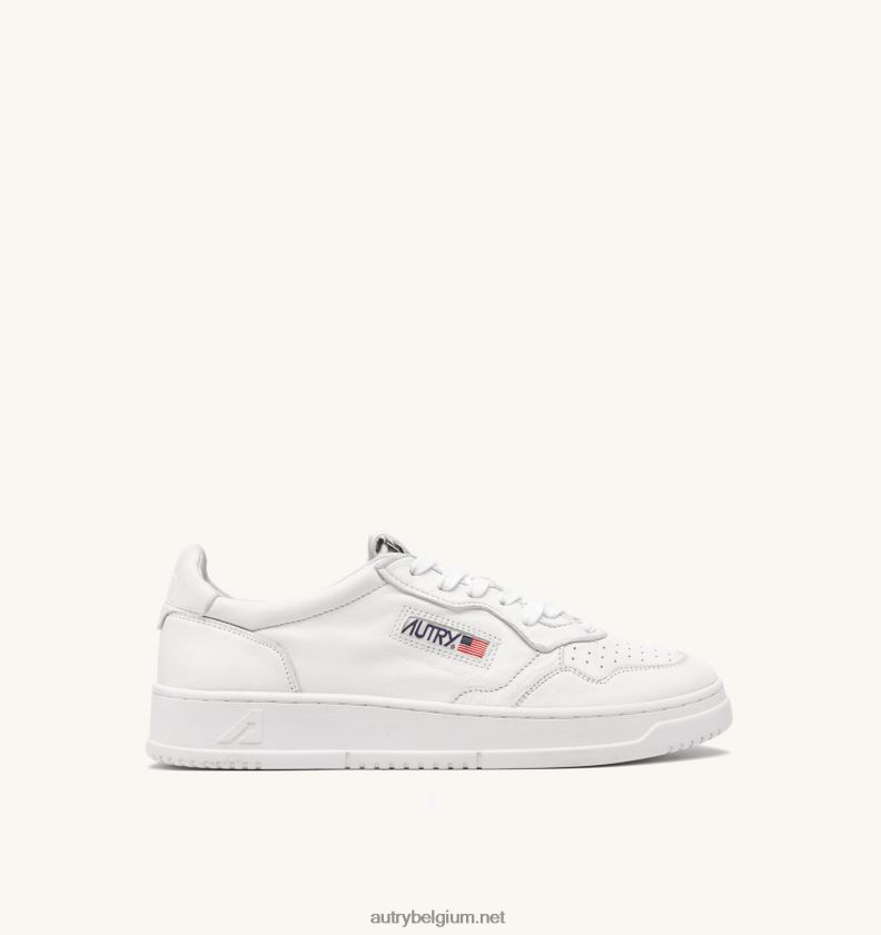 6ZFBPZ158 medaillewinnaar lage sneaker in optisch wit geitenleer Autry vrouwen