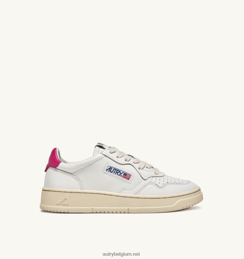 6ZFBPZ161 medaillewinnaar lage sneakers in leerwit en bubbeltint Autry vrouwen