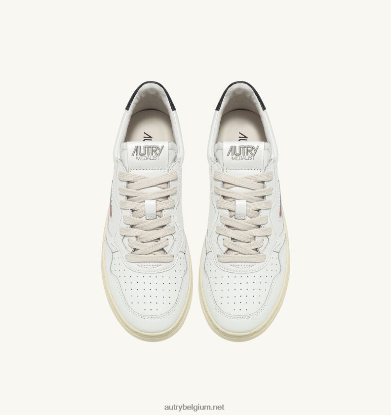 6ZFBPZ165 medaillewinnaar lage sneakers in leer wit en zwart Autry vrouwen