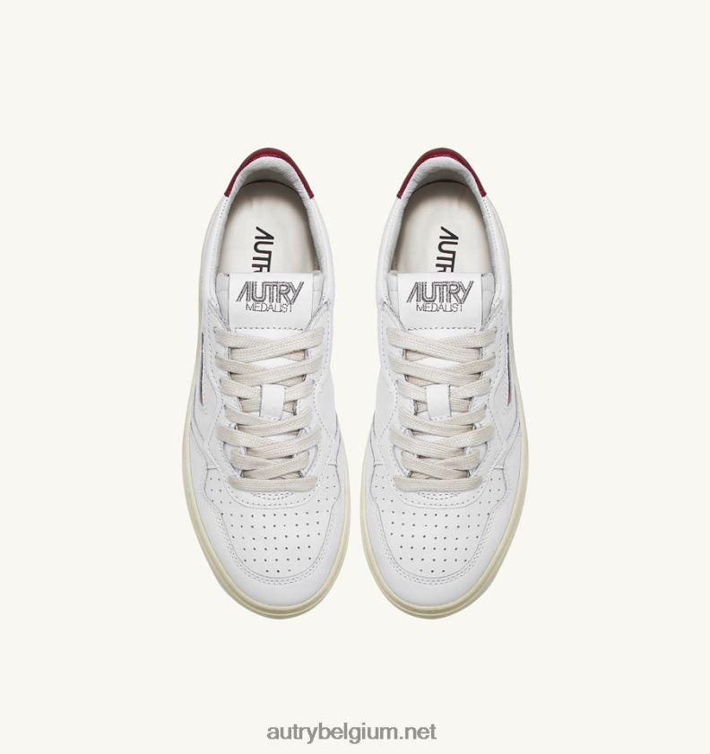 6ZFBPZ166 medaillewinnaar lage sneakers in wit en bordeaux leer Autry vrouwen