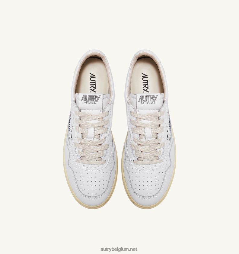 6ZFBPZ167 medaillewinnaar lage sneakers in wit leer met zwarte letters Autry vrouwen