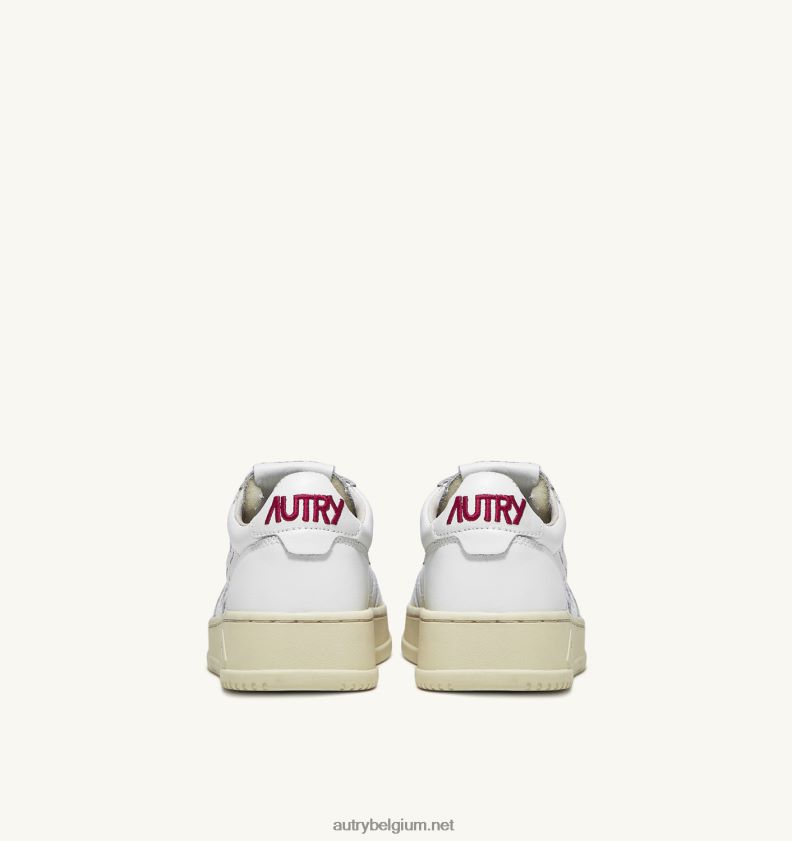 6ZFBPZ168 medaillewinnaar lage sneakers in wit leer met rode letters Autry vrouwen
