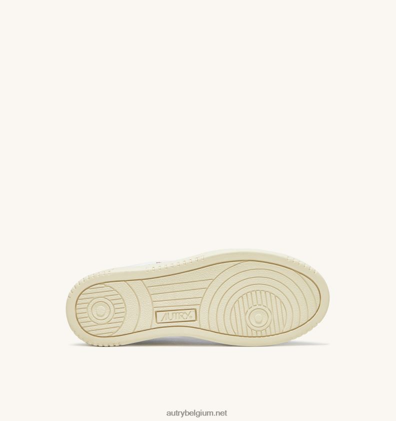6ZFBPZ168 medaillewinnaar lage sneakers in wit leer met rode letters Autry vrouwen