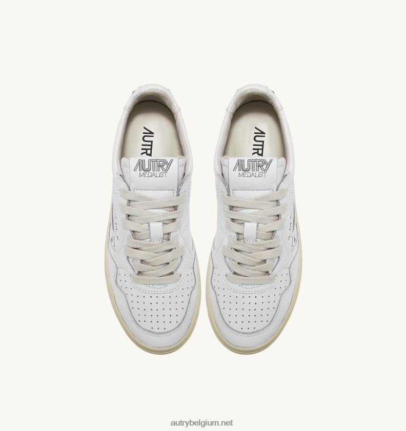 6ZFBPZ168 medaillewinnaar lage sneakers in wit leer met rode letters Autry vrouwen