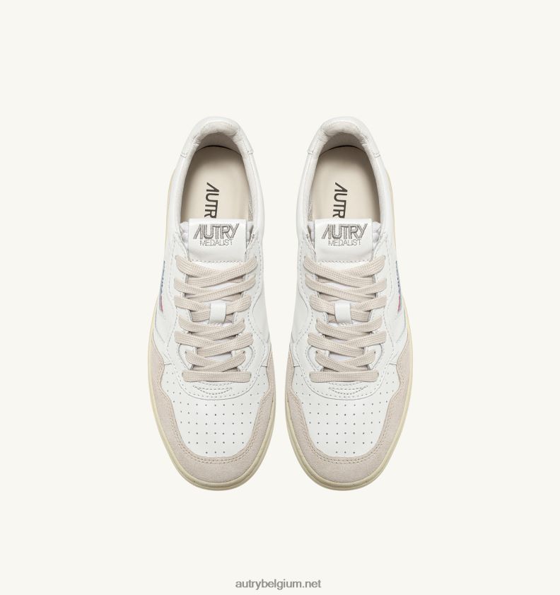 6ZFBPZ170 medaillewinnaar lage sneakers in suède en leer wit Autry vrouwen