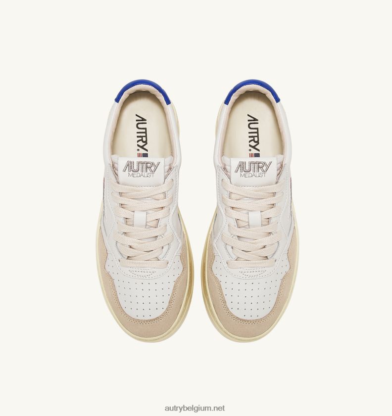 6ZFBPZ171 medaillewinnaar lage sneakers in suède en leer wit en prins blauw Autry vrouwen