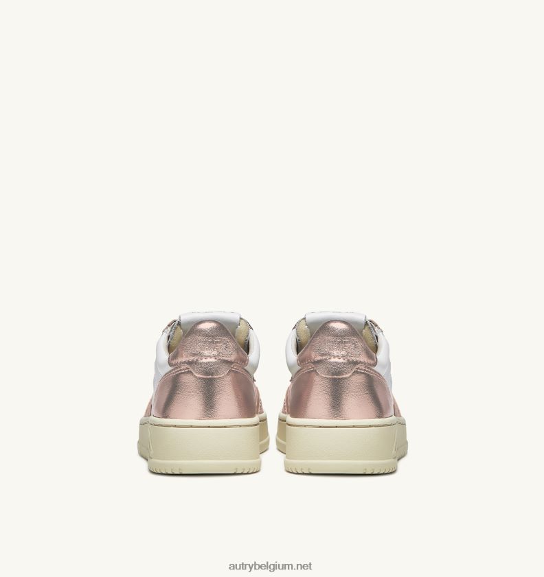 6ZFBPZ175 medaillewinnaar lage sneakers in wit en koperbruin leer Autry vrouwen