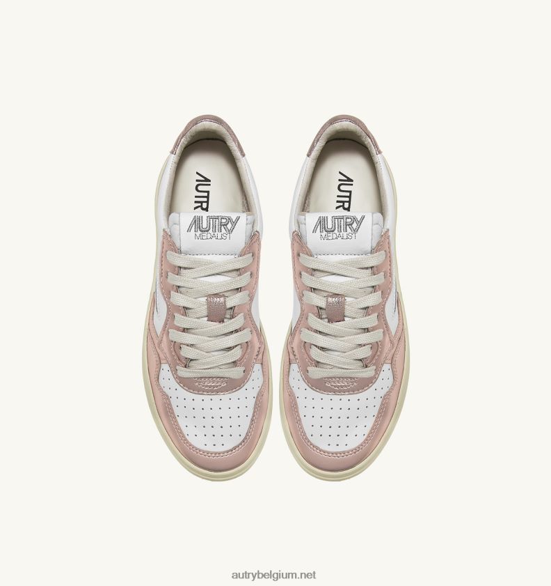6ZFBPZ175 medaillewinnaar lage sneakers in wit en koperbruin leer Autry vrouwen
