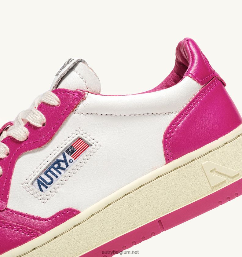 6ZFBPZ177 tweekleurige medaillewinnaar lage sneakers in leer wit en fuxia Autry vrouwen