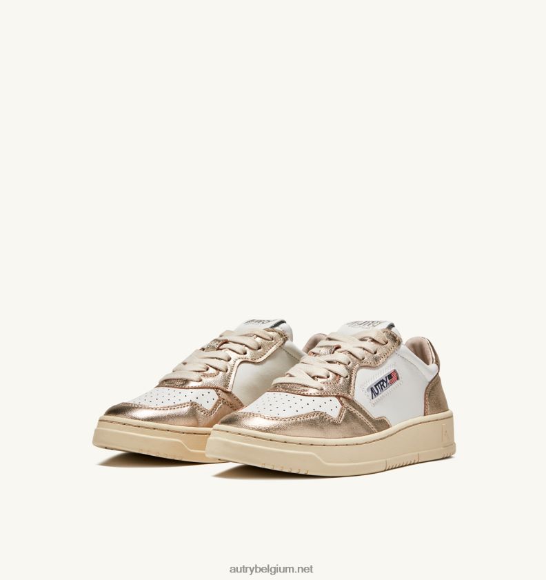 6ZFBPZ179 tweekleurige medaillewinnaar lage sneakers in leer wit en platina Autry vrouwen