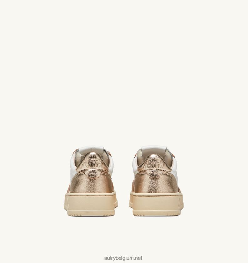 6ZFBPZ179 tweekleurige medaillewinnaar lage sneakers in leer wit en platina Autry vrouwen