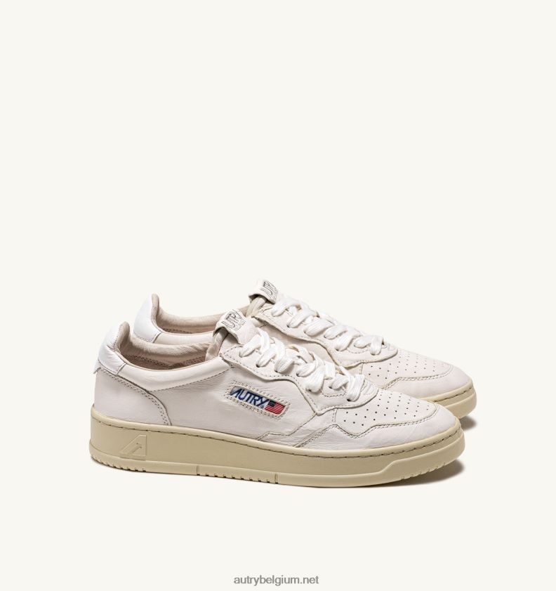 6ZFBPZ181 medaillewinnaar lage sneakers in zacht geitenleer wit Autry vrouwen