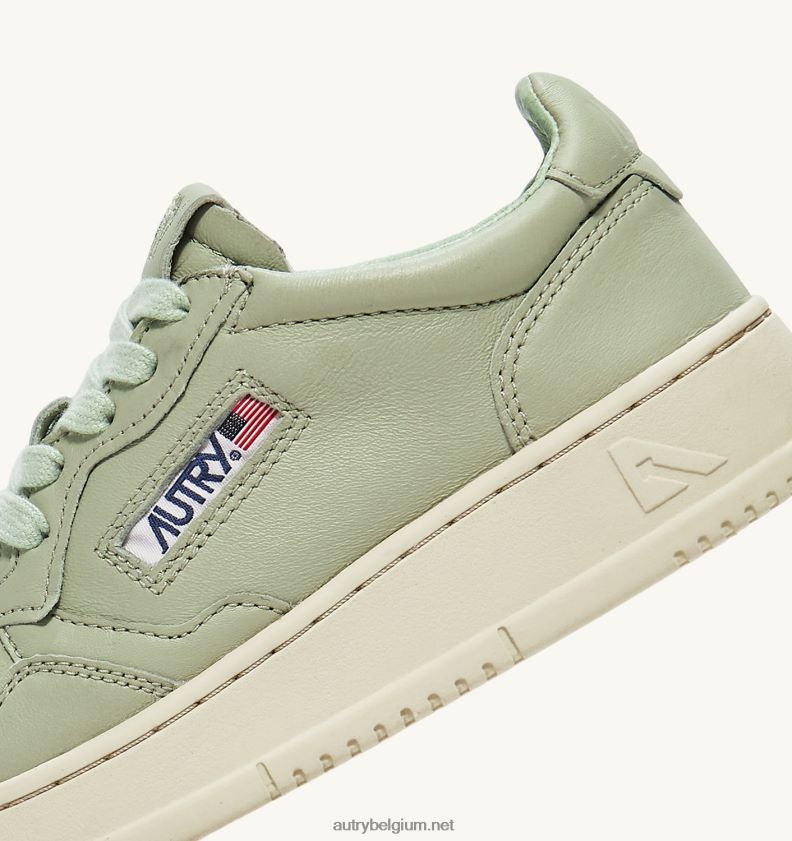 6ZFBPZ183 medaillewinnaar lage sneakers in zacht geitenleer celgroen Autry vrouwen