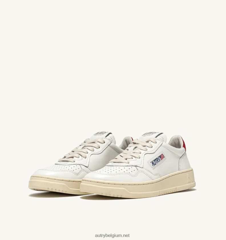 6ZFBPZ185 medaillewinnaar lage sneakers in leer wit rood Autry vrouwen