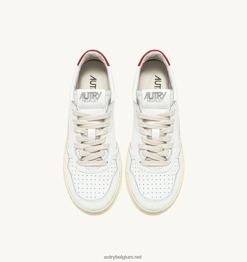 6ZFBPZ185 medaillewinnaar lage sneakers in leer wit rood Autry vrouwen