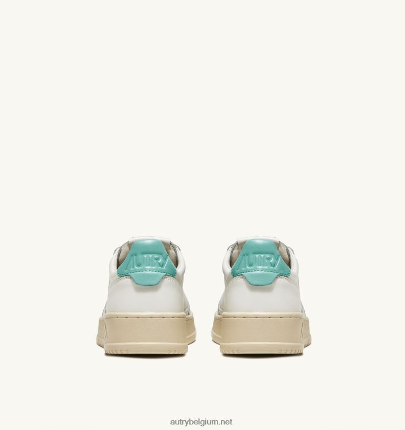 6ZFBPZ186 medaillewinnaar lage sneakers in leer wit en turkoois Autry vrouwen