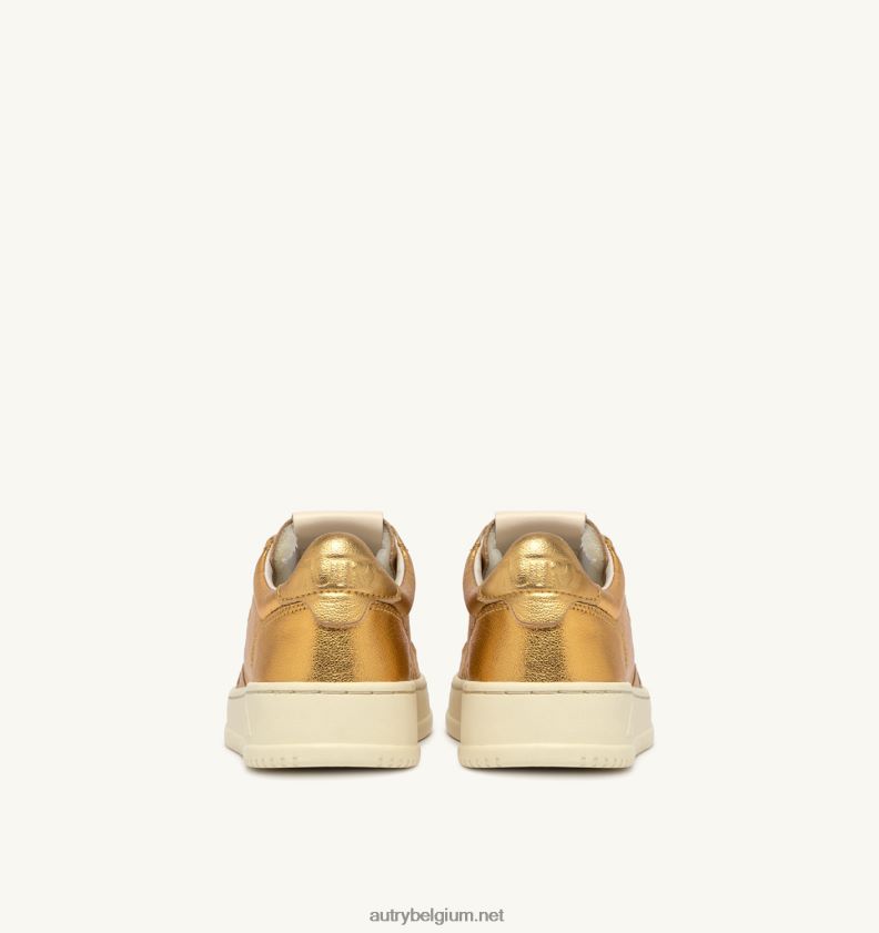 6ZFBPZ196 medaillewinnaar lage sneakers in brons gelamineerd geitenleer Autry vrouwen