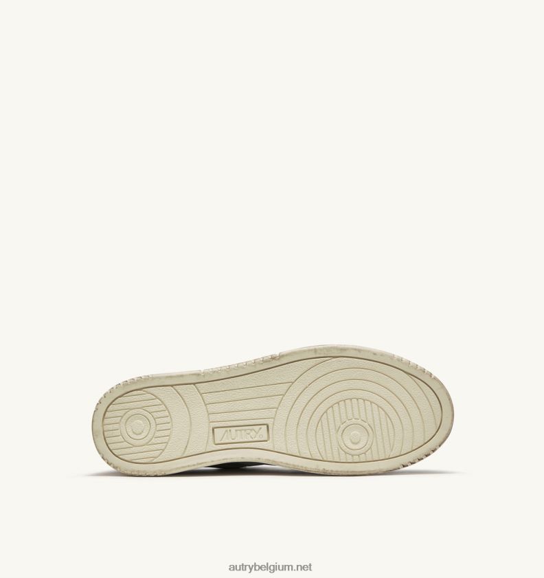 6ZFBPZ201 super vintage lage sneakers in leer wit zwart en zilver Autry vrouwen