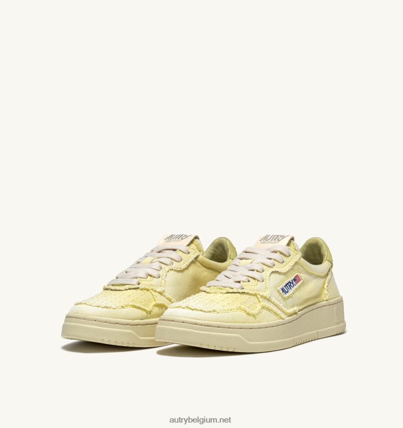 6ZFBPZ213 medaillewinnaar lage sneakers in denim iris geel Autry vrouwen
