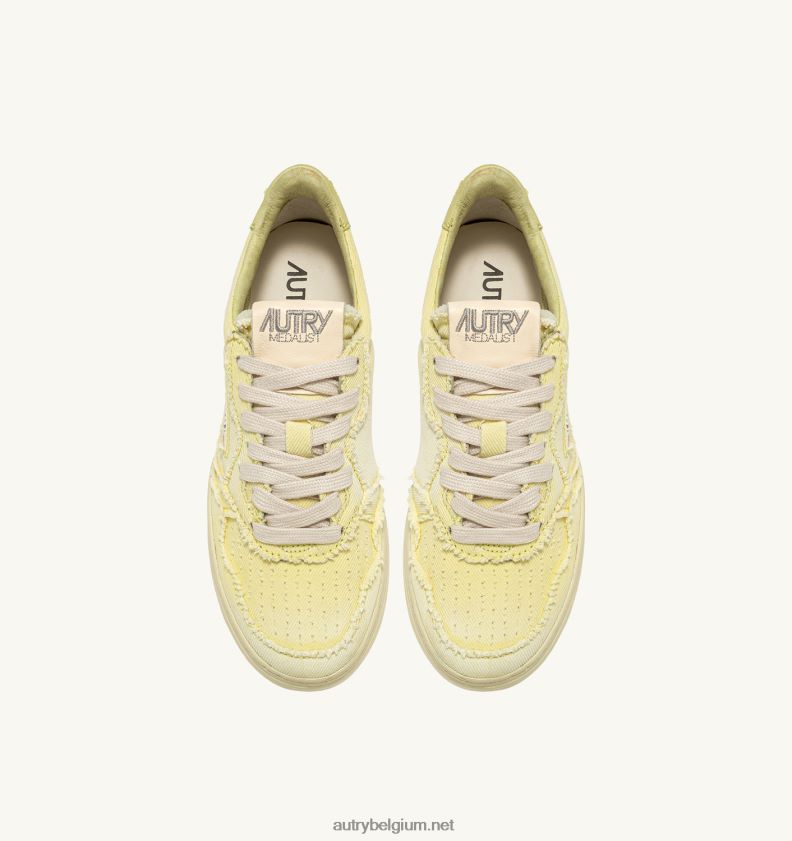6ZFBPZ213 medaillewinnaar lage sneakers in denim iris geel Autry vrouwen