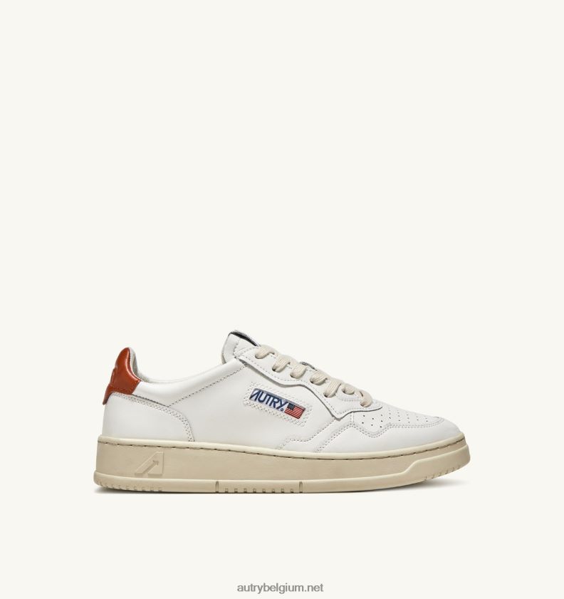 6ZFBPZ216 medaillewinnaar lage sneakers in leer wit en roest Autry vrouwen