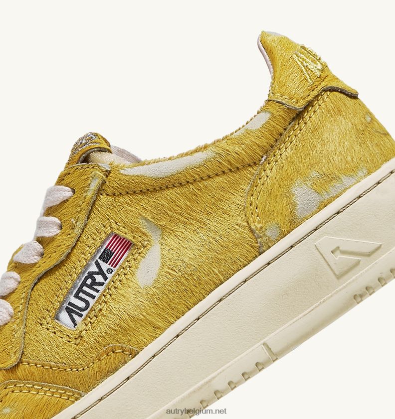 6ZFBPZ221 medaillewinnaar lage sneakers in gele ponyhuid Autry vrouwen