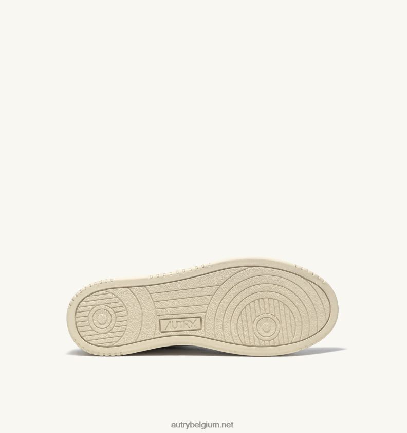 6ZFBPZ222 medaillewinnaar lage sneakers in zacht geitenleer en badstof wit en groen Autry vrouwen