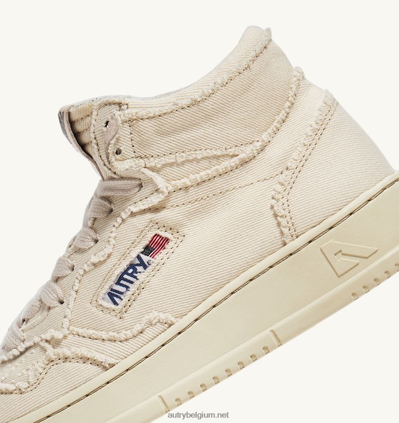 6ZFBPZ226 halfhoge medaillewinnaarssneakers in ivoorwit denim Autry vrouwen