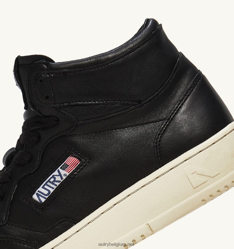 6ZFBPZ227 halfhoge medaillewinnaarssneakers in zacht zwart geitenleer Autry vrouwen