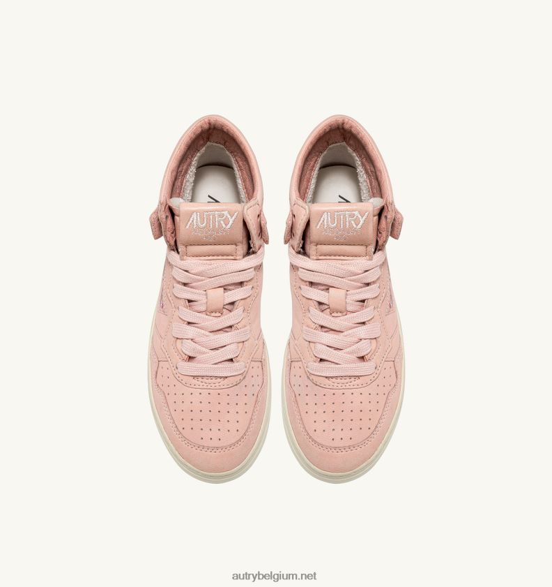 6ZFBPZ228 halfhoge medaillewinnaarssneakers van zacht perzikleer van geitenleer Autry vrouwen