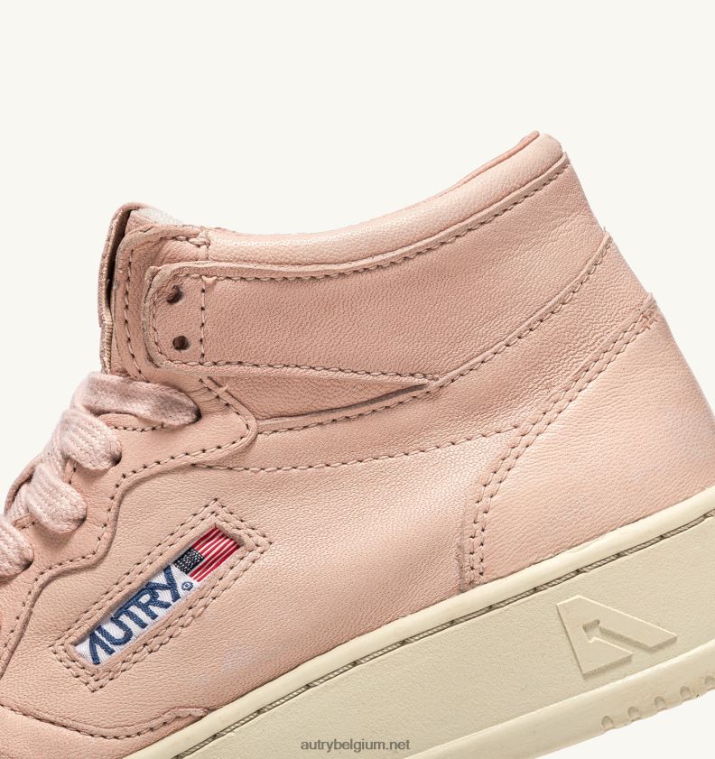 6ZFBPZ228 halfhoge medaillewinnaarssneakers van zacht perzikleer van geitenleer Autry vrouwen