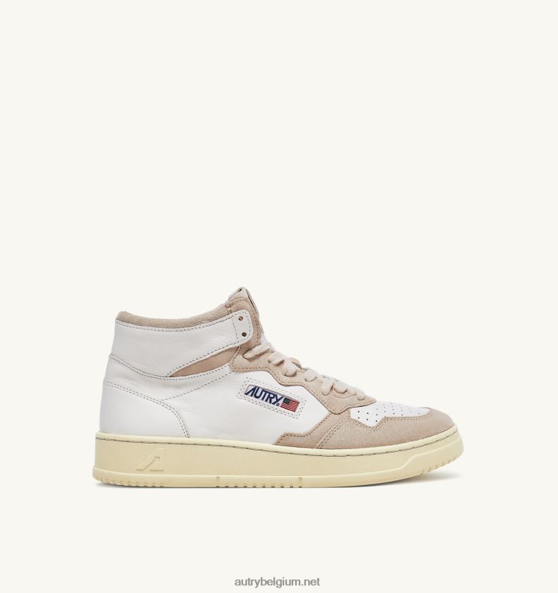 6ZFBPZ232 medaillewinnaar halfhoge sneakers in leer en suède wit Autry vrouwen