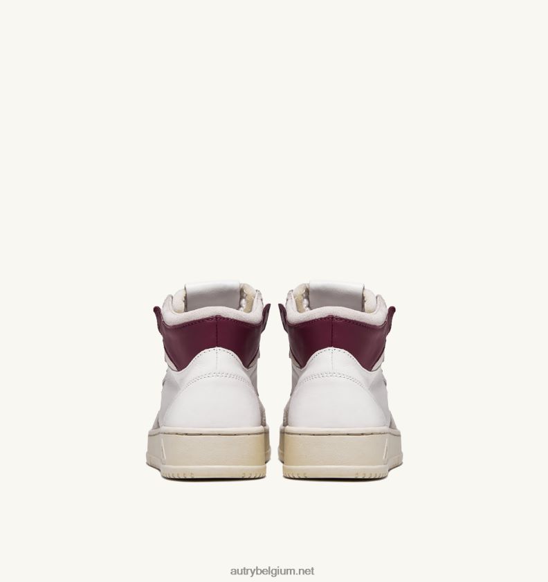 6ZFBPZ233 halfhoge sneakers voor medaillewinnaars in wit en bordeauxrood geitenleer en suède Autry vrouwen