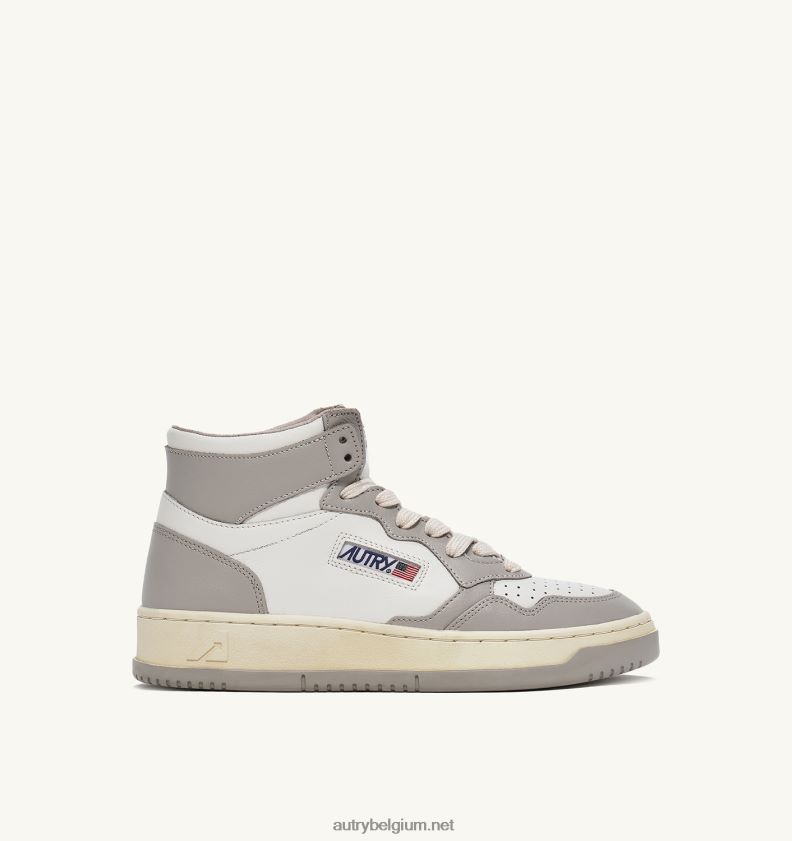 6ZFBPZ236 tweekleurige halfhoge sneakers voor medaillewinnaars in leerwit en damptint Autry vrouwen