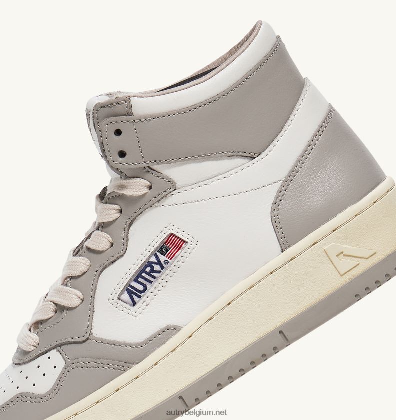 6ZFBPZ236 tweekleurige halfhoge sneakers voor medaillewinnaars in leerwit en damptint Autry vrouwen