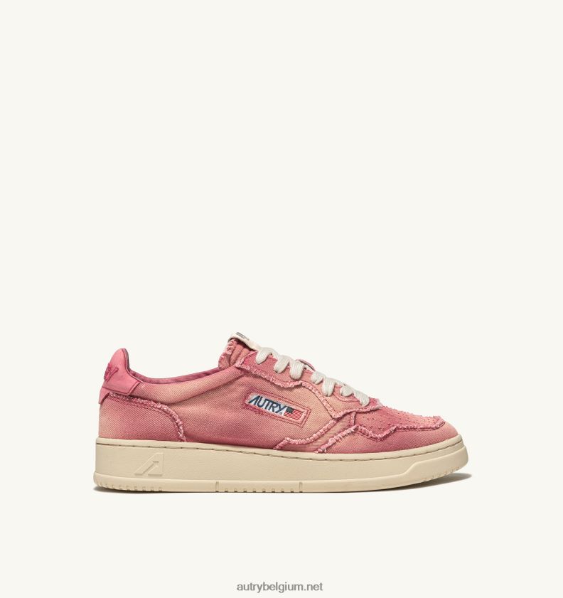 6ZFBPZ243 medaillewinnaar lage sneakers in denim koraalroze Autry vrouwen