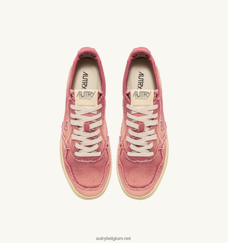 6ZFBPZ243 medaillewinnaar lage sneakers in denim koraalroze Autry vrouwen