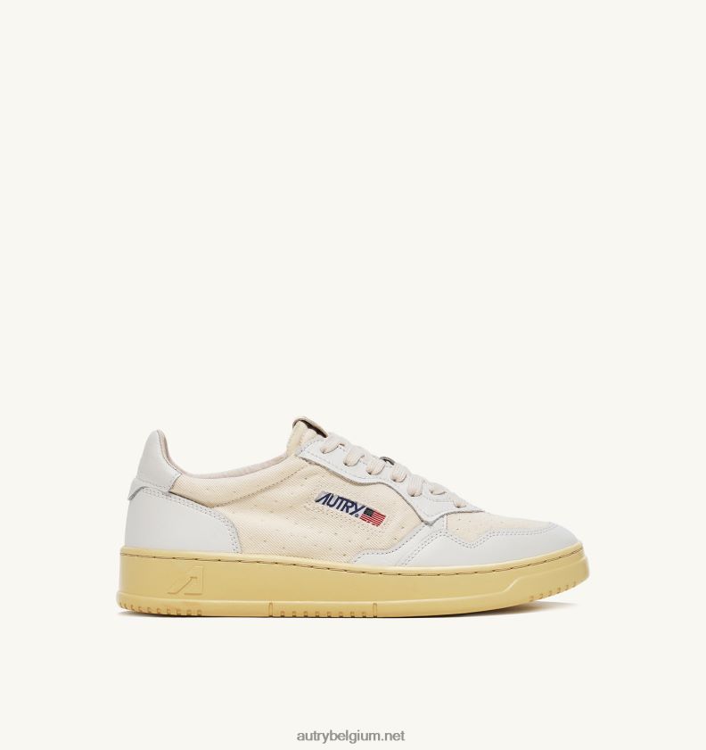 6ZFBPZ244 medaillewinnaar lage sneakers in leer en canvas wit Autry vrouwen