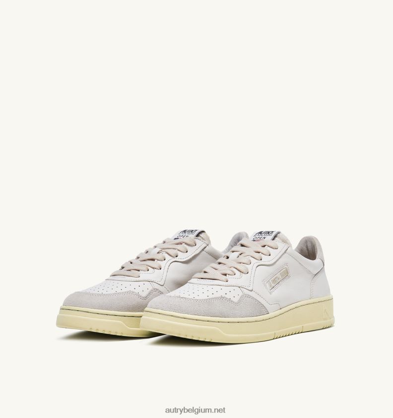 6ZFBPZ264 open lage sneakers in leer en suède wit Autry vrouwen