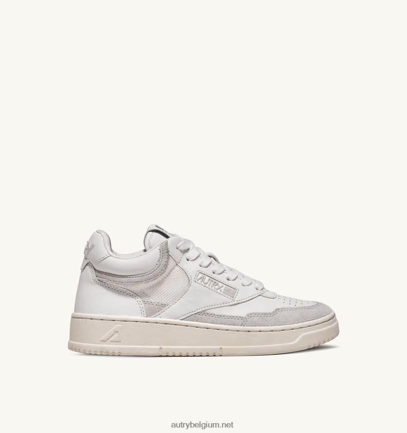 6ZFBPZ265 open halfhoge sneakers in leer en suède wit Autry vrouwen
